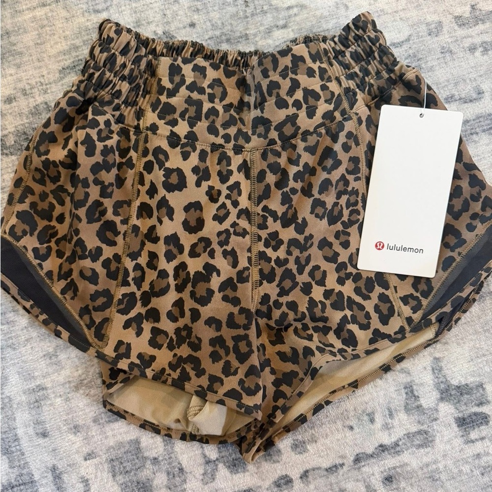 lululemon athletica Leopard Print Brown Athletic Shorts